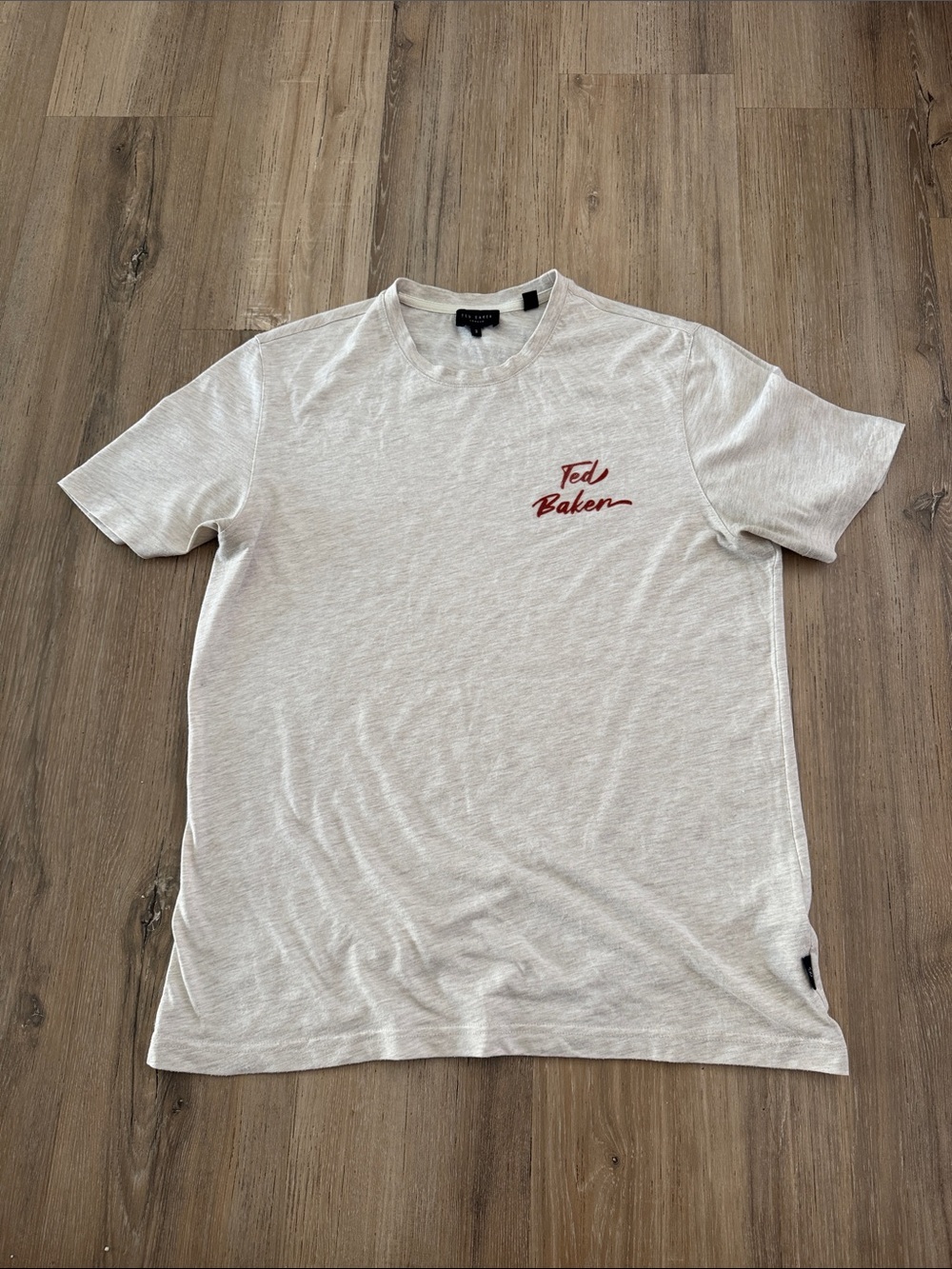 Ted Baker Light Gray Short Sleeve Tee with Red Script Logo